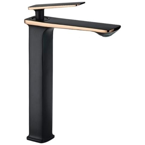 Rubinetto per lavabo da bagno, Blackswan, tipo M198, modello nero /oro rosa, alto, misura 28 cm - Foto 1