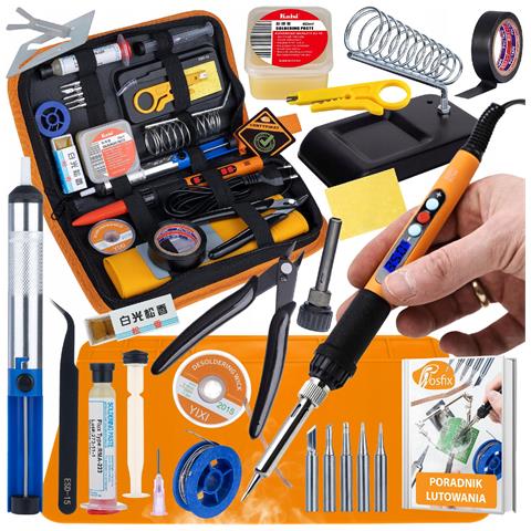Set Di Saldatura 13 In 1 Con Stazione Saldante Lcd 60w - Soldermaster | Temperatura Regolabile 200-450°c | Elettronica, Smd, Tht - Foto 1
