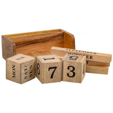 Calendario Porta Biglietti In Legno Marrone 19x10x11h - Foto 1
