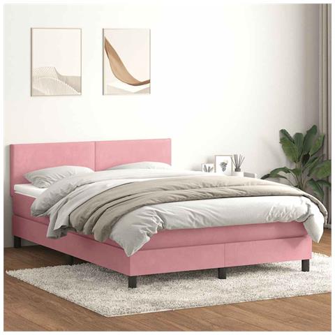 Giroletto a Molle con Materasso Rosa 160x210 cm in Velluto - Foto 2