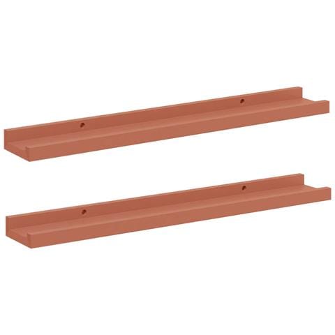 Scaffale da parete 2 pcs Rosso 60 x 9 x 3 cm Legno multistrato - Foto 1