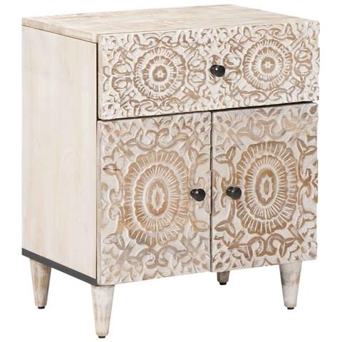 Mobiletto da Letto con cassetto Bianco 50 x 33 x 60 cm - Foto 1