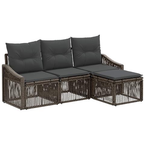Set Divano da Giardino 4 pcs Grigio polyrattan - Foto 1