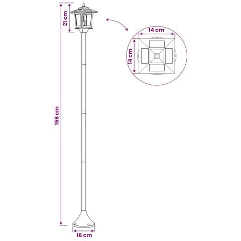 Set di Lampioni with LED Bulb 2 pz Nero 16 x 16 x 156 cm - Foto 9