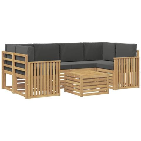 Set di divani da esterno 7 pcs Bianco e Antracite Poliestere - Foto 1