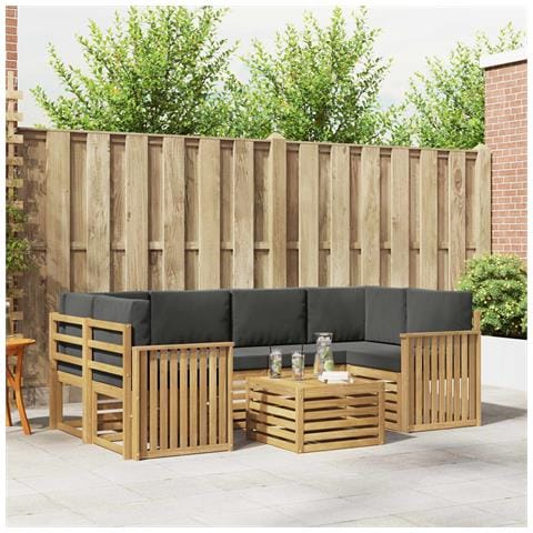 Set di divani da esterno 7 pcs Bianco e Antracite Poliestere - Foto 2