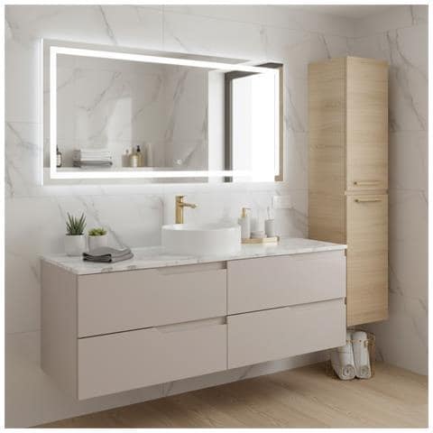 Set di mobili da bagno, 60,4 cm, 2 pezzi, Marrone scuro, Frontali in MDF di alta qualità, Mobili da bagno, Armadio altoMobilesottolavabo - Foto 5