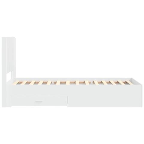Struttura del letto con stoccaggio e testata Bianco 90 x 190 cm - Foto 2