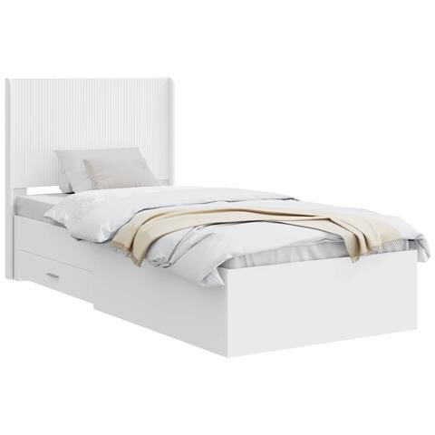 Struttura del letto con stoccaggio e testata Bianco 90 x 190 cm - Foto 1