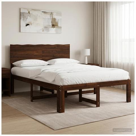 Letto matrimoniale con testiera ROSTOCK Marrone Scuro - Foto 2
