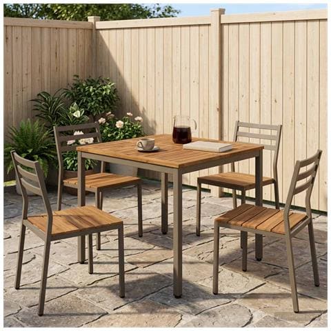 Tavolo da cena da giardino Naturale e Caffè 80 x 80,5 x 75 cm - Foto 2