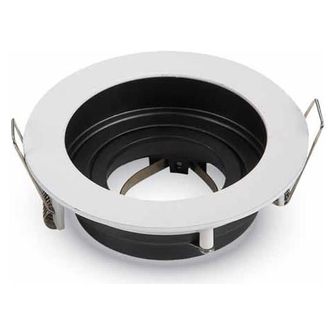 Porta Faretti Led Gu10 Incasso Rotondo Orientabile Alluminio Bianco Vt-781 3595 - Foto 2