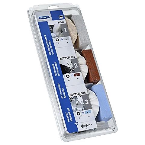 , 8603600010, lucidatura professionale fissato per trapano, 10sezione del diametro di 100 mm, 2x sisal / pannoring, anelli 2x duro / morbido pile, tre pasta, Gambo 6 millimetri - Foto 1