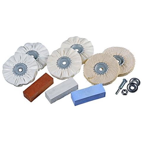 , 8603600010, lucidatura professionale fissato per trapano, 10sezione del diametro di 100 mm, 2x sisal / pannoring, anelli 2x duro / morbido pile, tre pasta, Gambo 6 millimetri - Foto 2