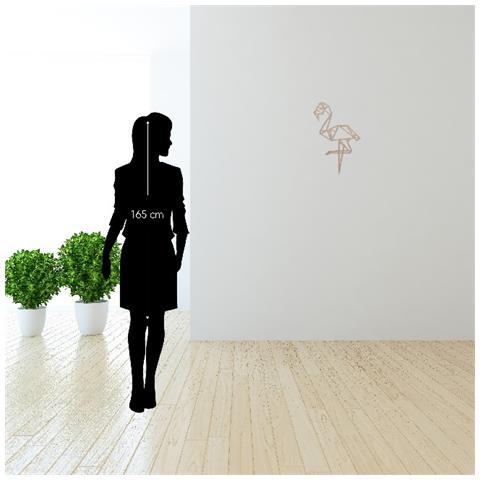 Decorazione Da Parete Flamingo - Wall Art Muro - Animali - Per Soggiorno, Camera - Color Rame In Acciaio, 31 X 0,15 X 50 Cm - Foto 10