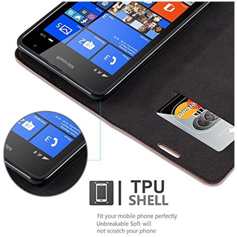 Custodia Compatibile Con Nokia Lumia 535 In Marrone Cappuccino - Coperchio Protettiva Con Chiusura Magnetica, Funzione Stand E Tasca Per Le Carte - Foto 2