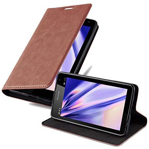Custodia Compatibile Con Nokia Lumia 535 In Marrone Cappuccino - Coperchio Protettiva Con Chiusura Magnetica, Funzione Stand E Tasca Per Le Carte - Foto 1