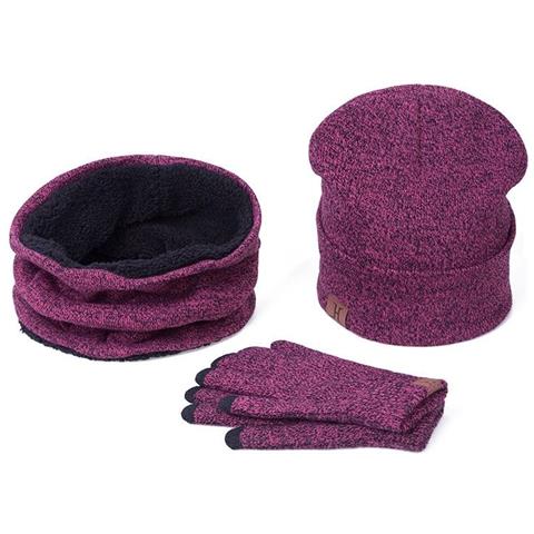 SLOWMOOSE - Inverno Casual Addensare Cappello Caldo Sciarpa E Set Di Guanti  Per Donna Uomo [ viola] - ePRICE