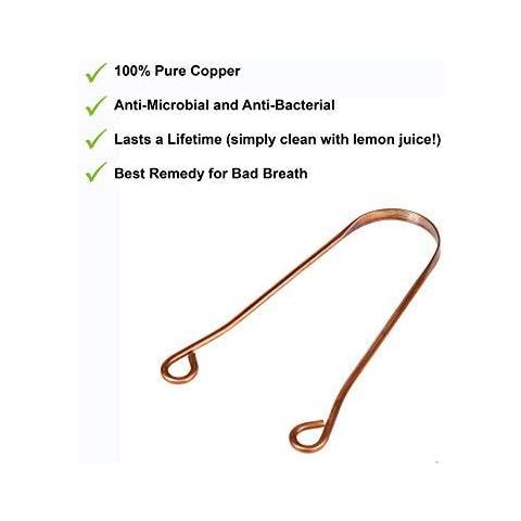 Di Isabella Chiaramente Rame Pulitore Della Linguetta Raschietto - Ayurvedico Heavy-duty Antimicrobial 100 Rame Puro. Miglior Breath Remedy Bad. Rimuovere Batteri E Tossine. Naturale Oral Care. - Foto 4