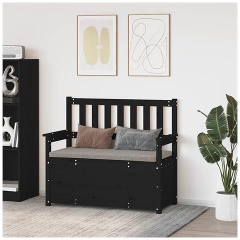 Panca Nera 112,5x51,5x96,5 Cm In Legno Massello Di Pino - Foto 8