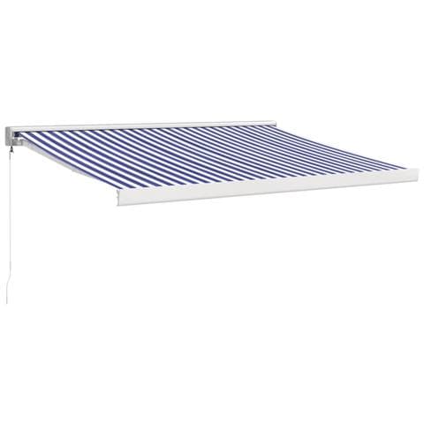 Tenda Sole Retrattile Blu E Bianca 3,5x2,5m Tessuto E Alluminio - Foto 1