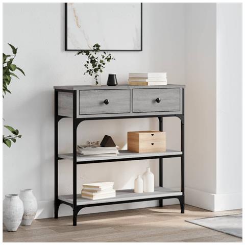 Tavolino Consolle Grigio Sonoma 72,5x25x75 Cm Legno Multistrato - Foto 6