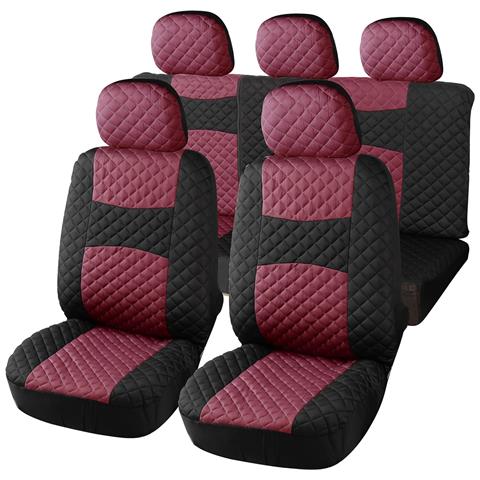 A20 Coprisedili Per Auto Universali, Tessuto Poliestere Trapuntato, Set Fodere Protezione Sedili Anteriori E Posteriori, Con Zip, Fucsia /nero - Foto 1