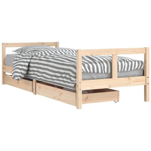 Giroletto Bambini Con Cassetti 80x200 Cm Legno Massello Di Pino - Foto 2
