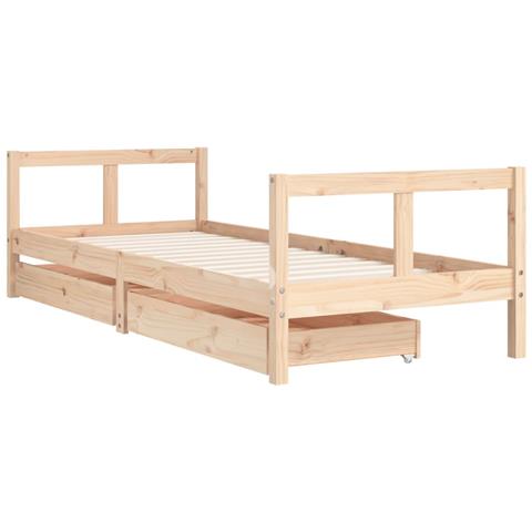 Giroletto Bambini Con Cassetti 80x200 Cm Legno Massello Di Pino - Foto 3