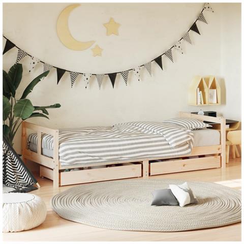 Giroletto Bambini Con Cassetti 80x200 Cm Legno Massello Di Pino - Foto 1
