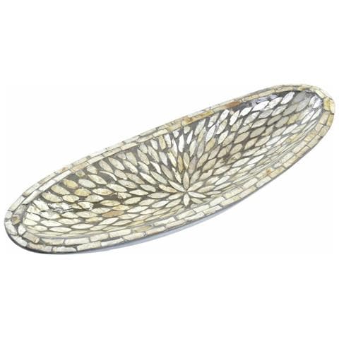 Centrotavola 50 X 16 X 8 Cm Mosaico Naturale Argentato Grigio Boho - Foto 3