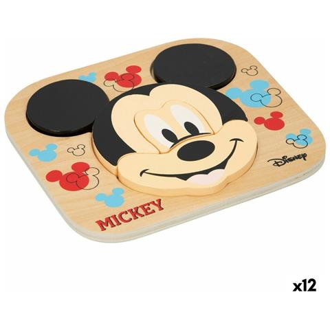Puzzle Di Legno Per Bambini Disney Mickey Mouse + 12 Mesi 6 Pezzi (12 Unità) - Foto 1
