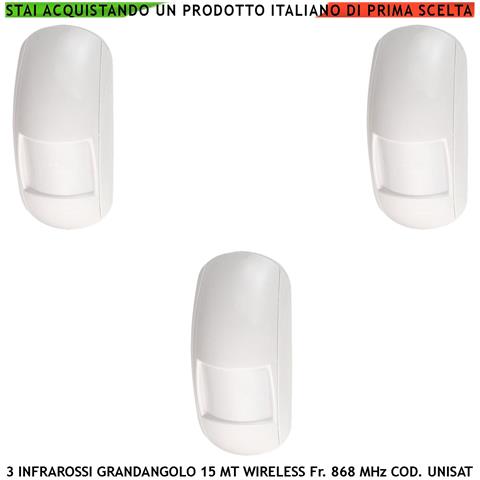 Rilevatore Infrarosso 15 Metri Grandangolo Allarme Interno 3 Pezzi Rileva Movimento Di Estranei Antifurto Radio Bidire - Foto 1