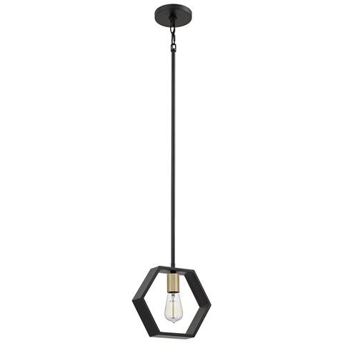 Sospensione Industrial Nordica Bismarck Acciaio Nero Terra 1 Luce E27 - Foto 1