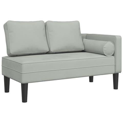 Chaise Longue con Cuscini Grigio Chiaro in Velluto - Foto 2