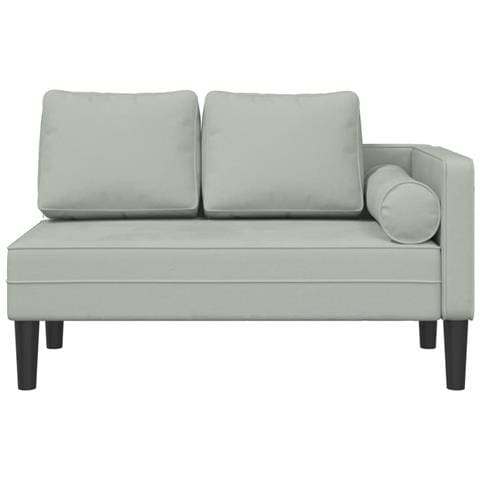 Chaise Longue con Cuscini Grigio Chiaro in Velluto - Foto 3