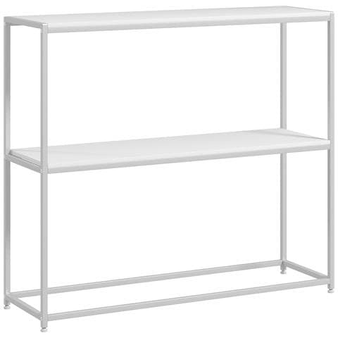 Tavolo Consolle Da Ingresso Con Ripiano Aperto, In Acciaio E Truciolato, 100x30x87 Cm, Bianco - Foto 1