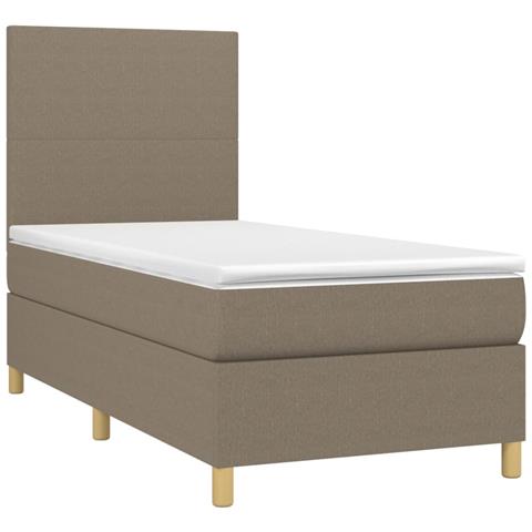 Letto A Molle Con Materasso E Led Tortora 90x200 Cm In Tessuto - Foto 2