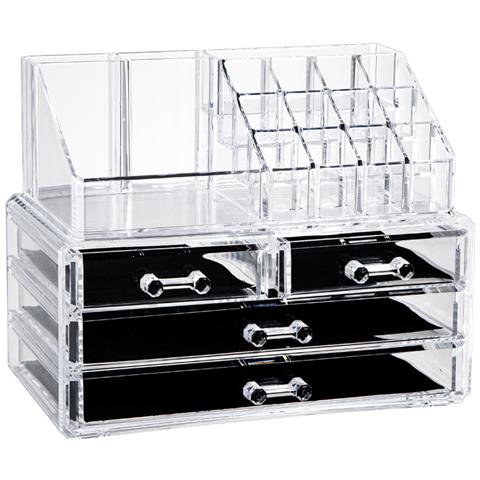 Portagioie Trasparente Per Trucco, Portagioie Cosmetico Acrilico, 4 Cassetti - Foto 1