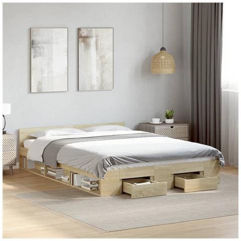 Giroletto Cassetti Rovere Sonoma 135x190 Cm Legno Multistrato - Foto 1