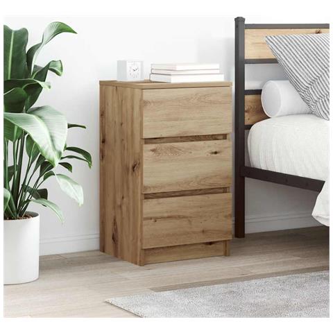 Comodini con 3 Cassetti 2 pz Rovere Artigianale 39x35x65 cm - Foto 1