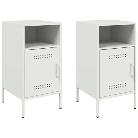 Comodini 2 Pz Bianchi 36x39x68 Cm In Acciaio - Foto 2