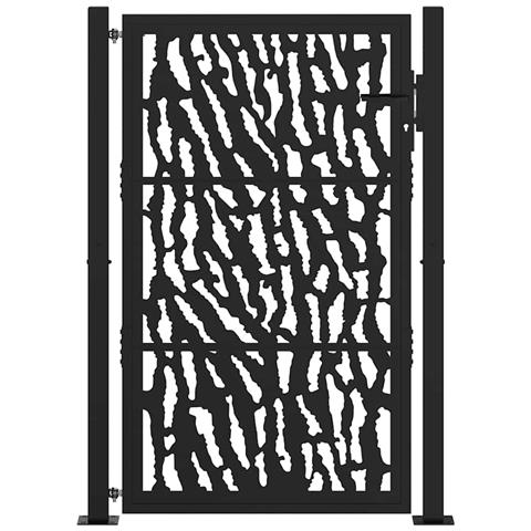 Cancello Giardino Nero 105x155 Cm In Acciaio Design A Traccia - Foto 2