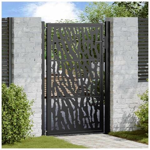 Cancello Giardino Nero 105x155 Cm In Acciaio Design A Traccia - Foto 8