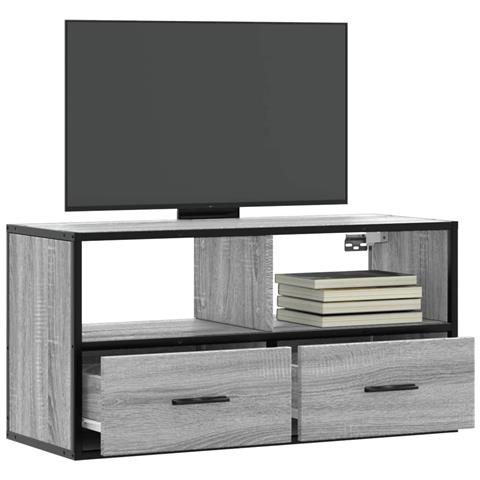 Mobile Tv Grigio Sonoma 80x31x39,5 Cm Legno Multistrato Metallo - Foto 1