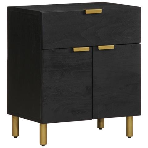 Comodino Nero 50x33x60 Cm In Legno Multistrato - Foto 1