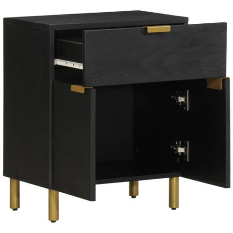 Comodino Nero 50x33x60 Cm In Legno Multistrato - Foto 2