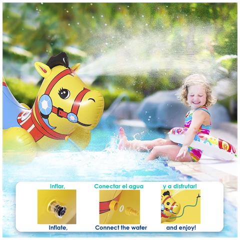 Galleggiante Gigante A Forma Di Cavallo. 180x83 Cm. 180x83x86 Cm. Colore Giallo - Foto 5