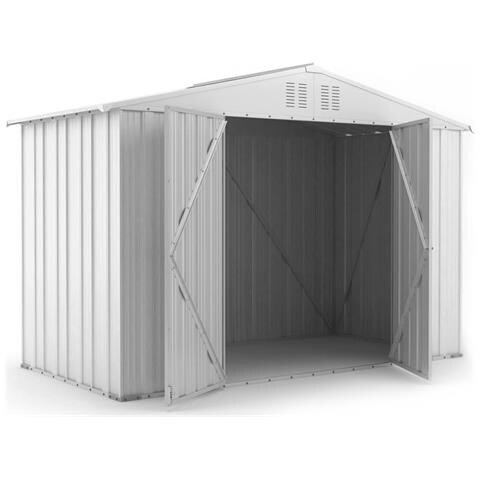 Box Attrezzi Casetta Giardino In Acciaio Zincato 327x155cm X H2.15m - 114kg - 5.06mq - Bianco - Foto 2