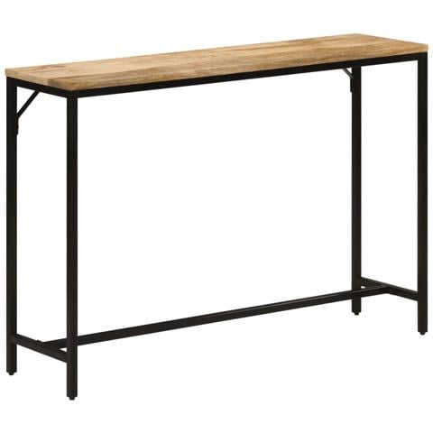 Tavolo Consolle 110x30x75cm Legno Massello Mango Grezzo E Ferro - Foto 2
